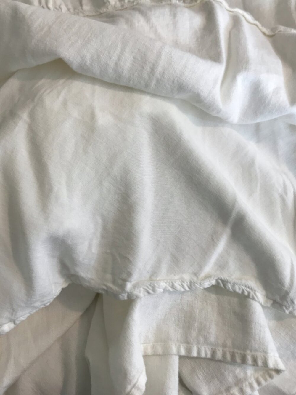 Abercrombie Linen Summer Dress Smocked Puff Sleeve Tiered Boho Midi White M - Picture 10 of 13